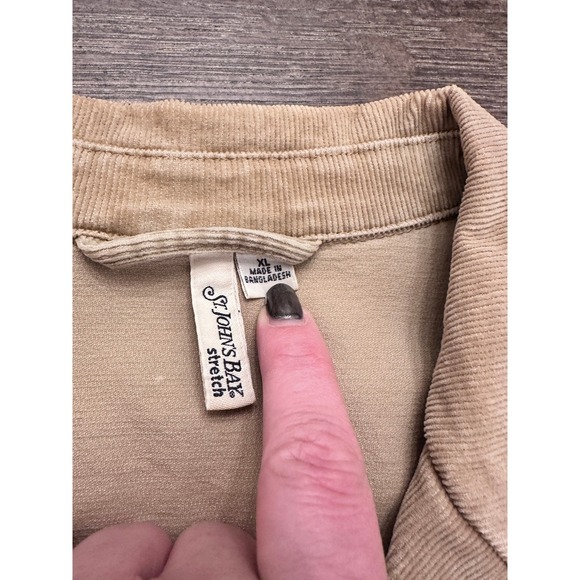 Vintage St. John's Bay Stretch Tan Corduroy Blazer Jacket XL Cotton Spandex - Picture 8 of 10